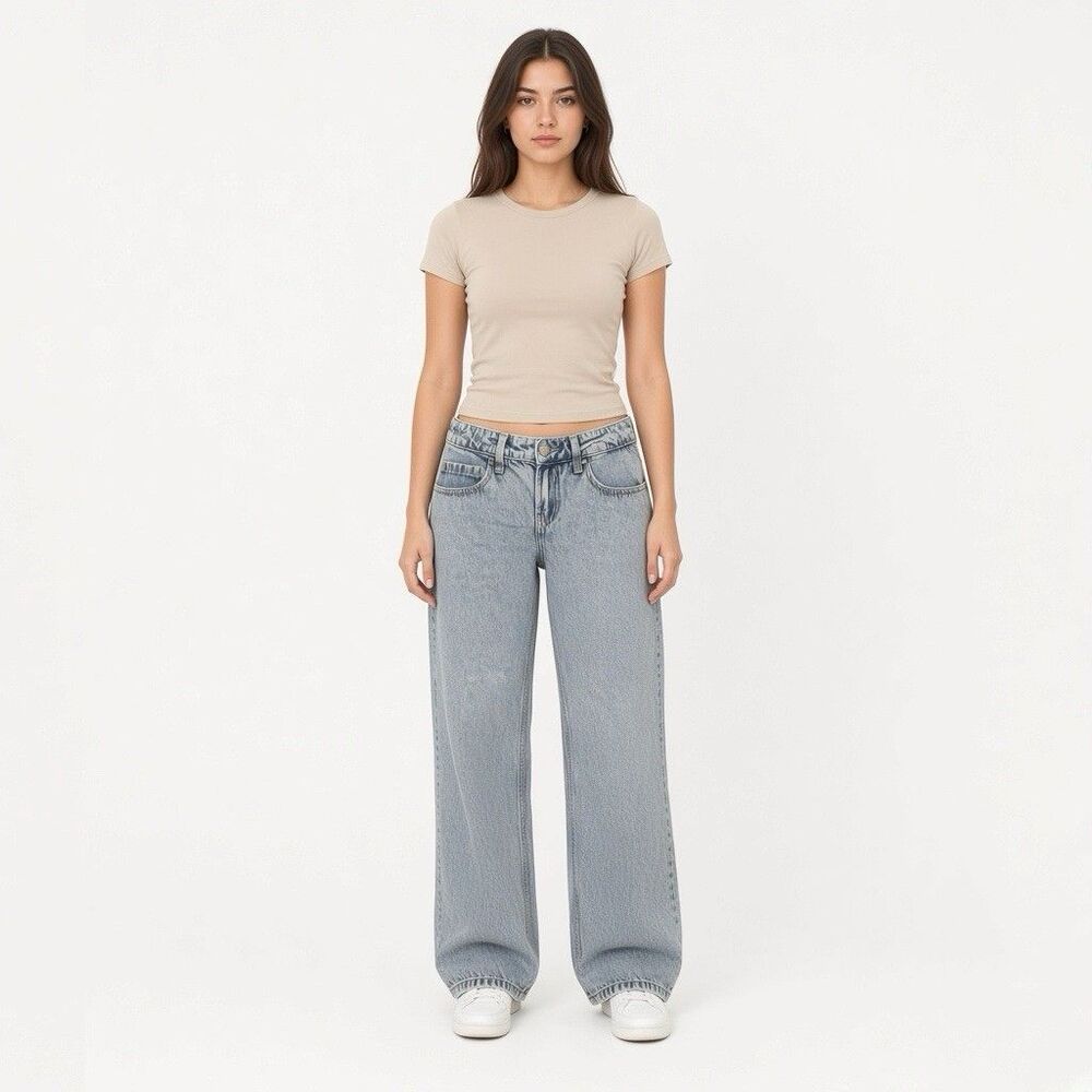Y2K Hollister Low Rise Baggy Jeans Women’s 26 Short Blue Wide Leg Denim Pants